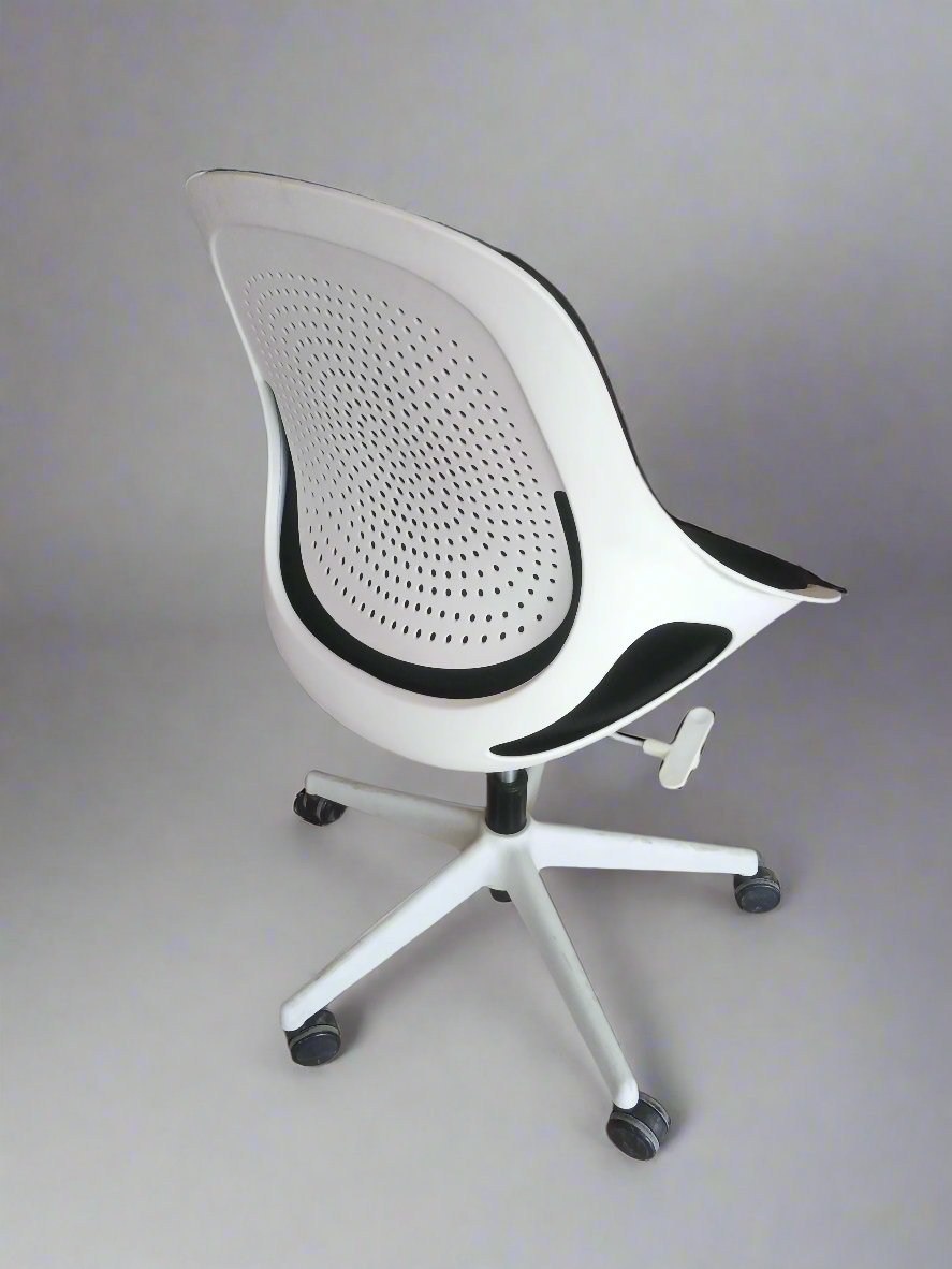 Ergonomic Black & White Swivel Office Chair with Adjustable Height and Wheels